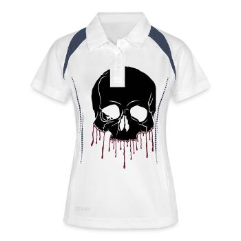 Bloody Skull - Frauen Polo atmungsaktiv - Weiß/Navy - Vorne