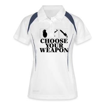 Choose your Weapon EGOshooter edition - Frauen Polo atmungsaktiv - Weiß/Navy - Vorne