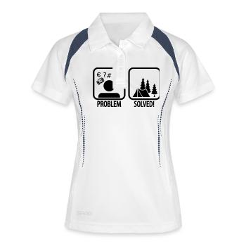 problem solved - camping - Frauen Polo atmungsaktiv - Weiß/Navy - Vorne