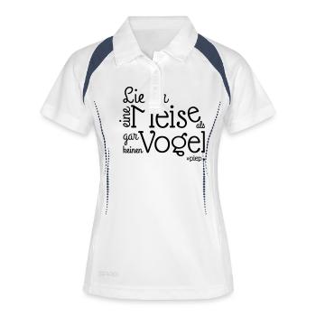 LIEBER EINE MEISE ALS, GAR KEINEN VOGEL.. piep - Frauen Polo atmungsaktiv - Weiß/Navy - Vorne