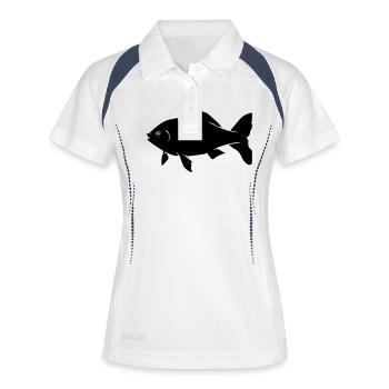 fish - Frauen Polo atmungsaktiv - Weiß/Navy - Vorne
