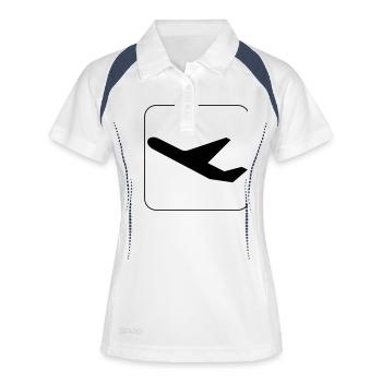 Symbol Abflug - Start - Departure - Frauen Polo atmungsaktiv - Weiß/Navy - Vorne