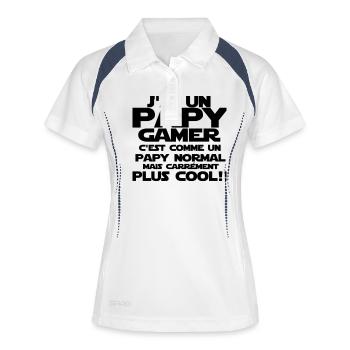 j'ai un papy gamer - Polo respirant Femme - blanc/marine - Devant