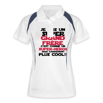 c'est comme un super-héros(grand frère)nouveau - Polo respirant Femme - blanc/marine - Devant