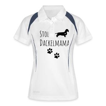 Stolze Dackelmama - Frauen Polo atmungsaktiv - Weiß/Navy - Vorne