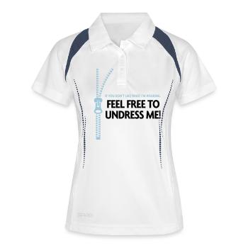 Dir gefällt meine Kleidung nicht? Zieh mich aus! - Frauen Polo atmungsaktiv - Weiß/Navy - Vorne