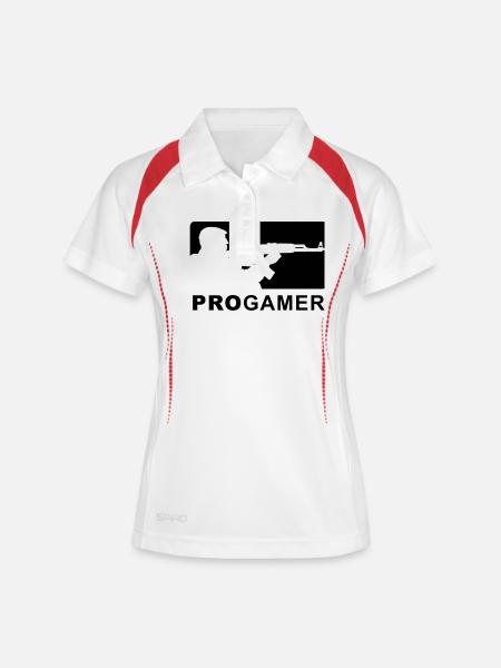 progamer - Polo respirant Femme - blanc/marine