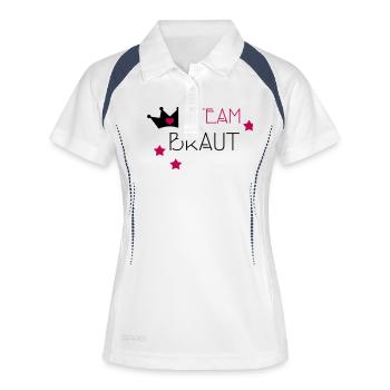 Junggesellinnenabschied TEAM BRAUT - Frauen Polo atmungsaktiv - Weiß/Navy - Vorne