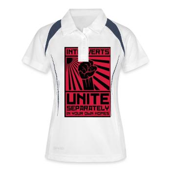 Introverts Unite! (Séparément dans votre propre maison) - Polo respirant Femme - blanc/marine - Devant