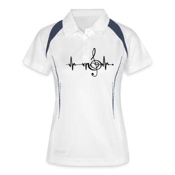 Fréquence cardiaque Musique - Polo respirant Femme - blanc/marine - Devant