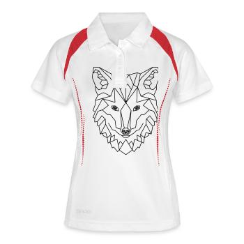 Fuchs Wolf Hund Geometric - Frauen Polo atmungsaktiv - Weiß/Navy - Vorne