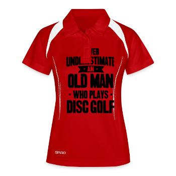 Ne jamais sous-estimer un vieil homme qui joue au golf sur disque - Polo respirant Femme - blanc/marine - Devant