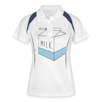 Lait, paquet de lait - Polo respirant Femme - blanc/marine - Devant