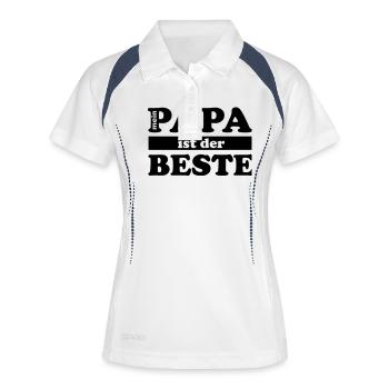 mein_papa_ist_der_beste - Frauen Polo atmungsaktiv - Weiß/Navy - Vorne