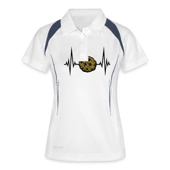 herzschlag frequenz puls cookie keks schoko lecker - Frauen Polo atmungsaktiv - Weiß/Navy - Vorne