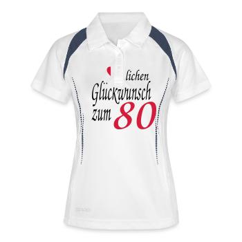80 Geburtstag - Frauen Polo atmungsaktiv - Weiß/Navy - Vorne