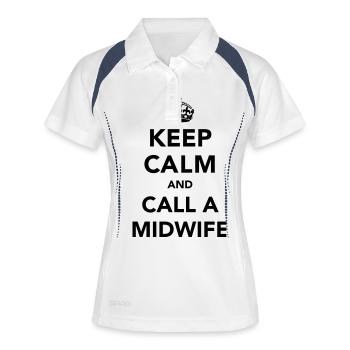 Gardez le calme et appelez une sage-femme - Polo respirant Femme - blanc/marine - Devant