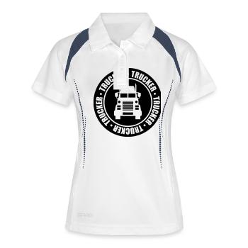 rond cercle camionneur timbre camion wagon fer - Polo respirant Femme - blanc/marine - Devant