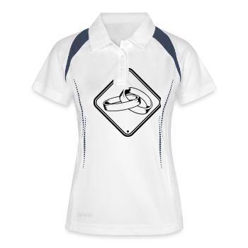 attention danger attention avertissement panneau avertissement 2 v - Polo respirant Femme - blanc/marine - Devant