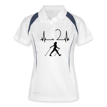 Nordic walking - Frauen Polo atmungsaktiv - Weiß/Navy - Vorne