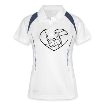love heart symbol 4 friends holding hands team cre - Women's Polo breathable - white/navy - Front