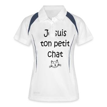 Je suis ton petit chat - Polo respirant Femme - blanc/marine - Devant