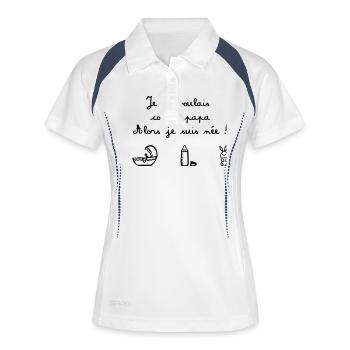 voulais_papa - Polo respirant Femme - blanc/marine - Devant