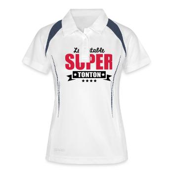 le véritable super tonton - Polo respirant Femme - blanc/marine - Devant