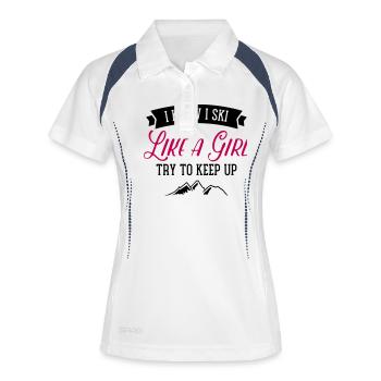I Know I Ski Like A Girl - Try To Keep Up - Polo respirant Femme - blanc/marine - Devant
