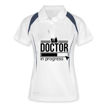Arzt - Frauen Polo atmungsaktiv - Weiß/Navy - Vorne