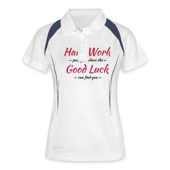 Hard work, good luck - Polo respirant Femme - blanc/marine - Devant