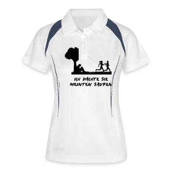 ich dachte sie meinten saufen - Frauen Polo atmungsaktiv - Weiß/Navy - Vorne
