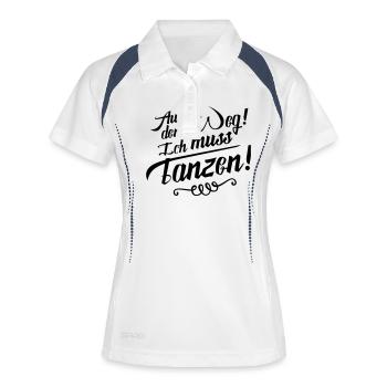 tanzen aus dem weg design - Frauen Polo atmungsaktiv - Weiß/Navy - Vorne