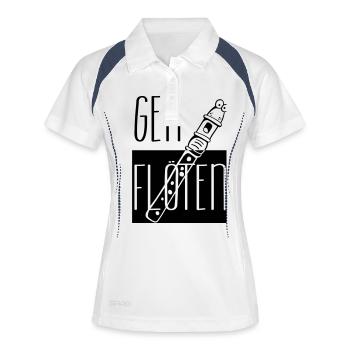 Geh Flöten - Flöte - Blockflöte - Geschenk - Musik - Frauen Polo atmungsaktiv - Weiß/Navy - Vorne