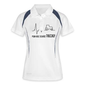 mein herz schlägt trecker - Frauen Polo atmungsaktiv - Weiß/Navy - Vorne