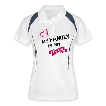 my family my team - Frauen Polo atmungsaktiv - Weiß/Navy - Vorne