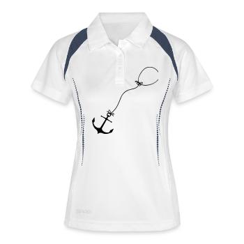 Anker Luftballon fliegen - Frauen Polo atmungsaktiv - Weiß/Navy - Vorne