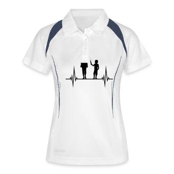 Sohn Mama Puls - Frauen Polo atmungsaktiv - Weiß/Navy - Vorne
