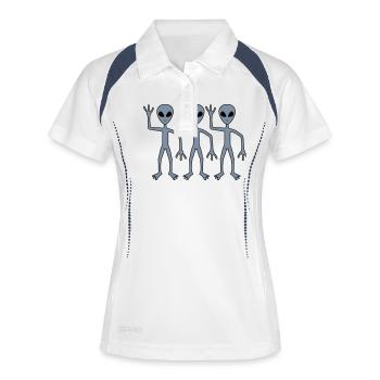 3 Freunde Aliens winken - Frauen Polo atmungsaktiv - Weiß/Navy - Vorne