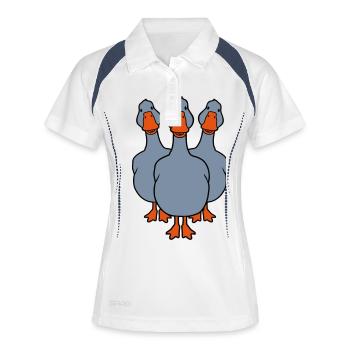 Team süße Gänse Crew - Frauen Polo atmungsaktiv - Weiß/Navy - Vorne