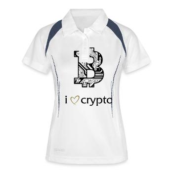 i love crypto - Frauen Polo atmungsaktiv - Weiß/Navy - Vorne