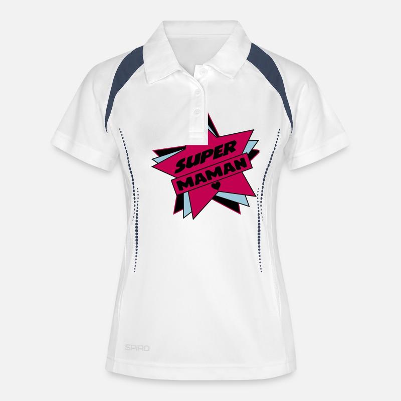 Super MOM - Women's Polo breathable - white/navy