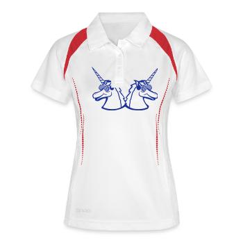 2 licornes DJ cool deux équipe Party Club Music - Polo respirant Femme - blanc/marine - Devant