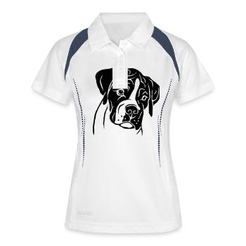 Boxer Welpe - Frauen Polo atmungsaktiv - Weiß/Navy - Vorne