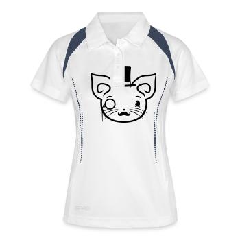 Sir Cat Gentleman Chapeau haut de forme Monocle Rich Gentleman - Polo respirant Femme - blanc/marine - Devant