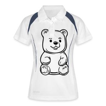 Ours en peluche - Polo respirant Femme - blanc/marine - Devant