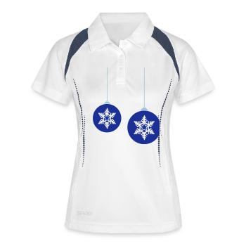 Weihnachtskugeln Stern - Frauen Polo atmungsaktiv - Weiß/Navy - Vorne