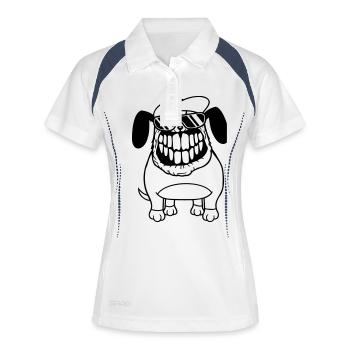 chien monstre méchant dangereux dents sourire sourire - Polo respirant Femme - blanc/marine - Devant
