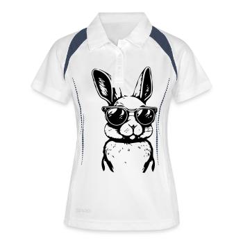 lapin - Polo respirant Femme - blanc/marine - Devant
