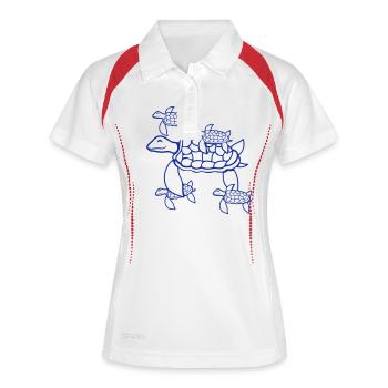 5 Tortues d’eau Enfants Maman Mère Père Papa - Polo respirant Femme - blanc/marine - Devant